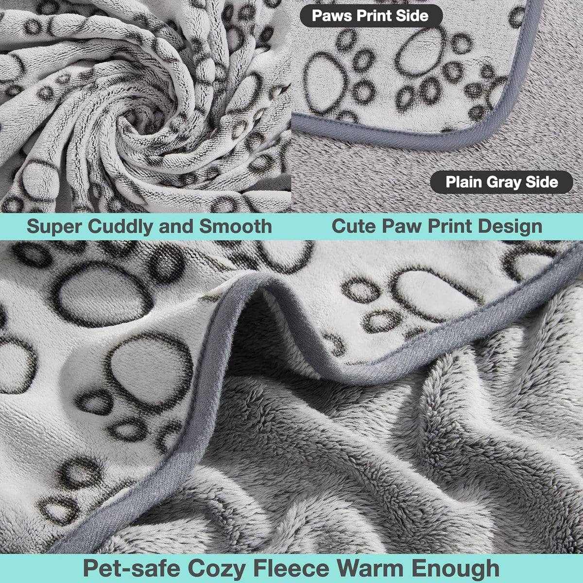 Stuffed® Premium Soft Dog Blanket Washable, 40"x32" Cat Blanket for Indoor Cats Large Medium Small Dog Puppy Essentials (Grey)