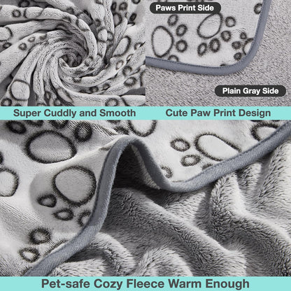 Stuffed® Premium Soft Dog Blanket Washable, 40"x32" Cat Blanket for Indoor Cats Large Medium Small Dog Puppy Essentials (Grey)