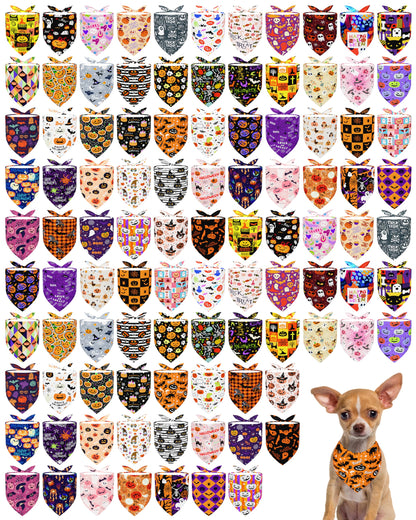PET SHOW 100 Pack Christmas Dog Bandanas Bulk Seamless for Medium Dogs