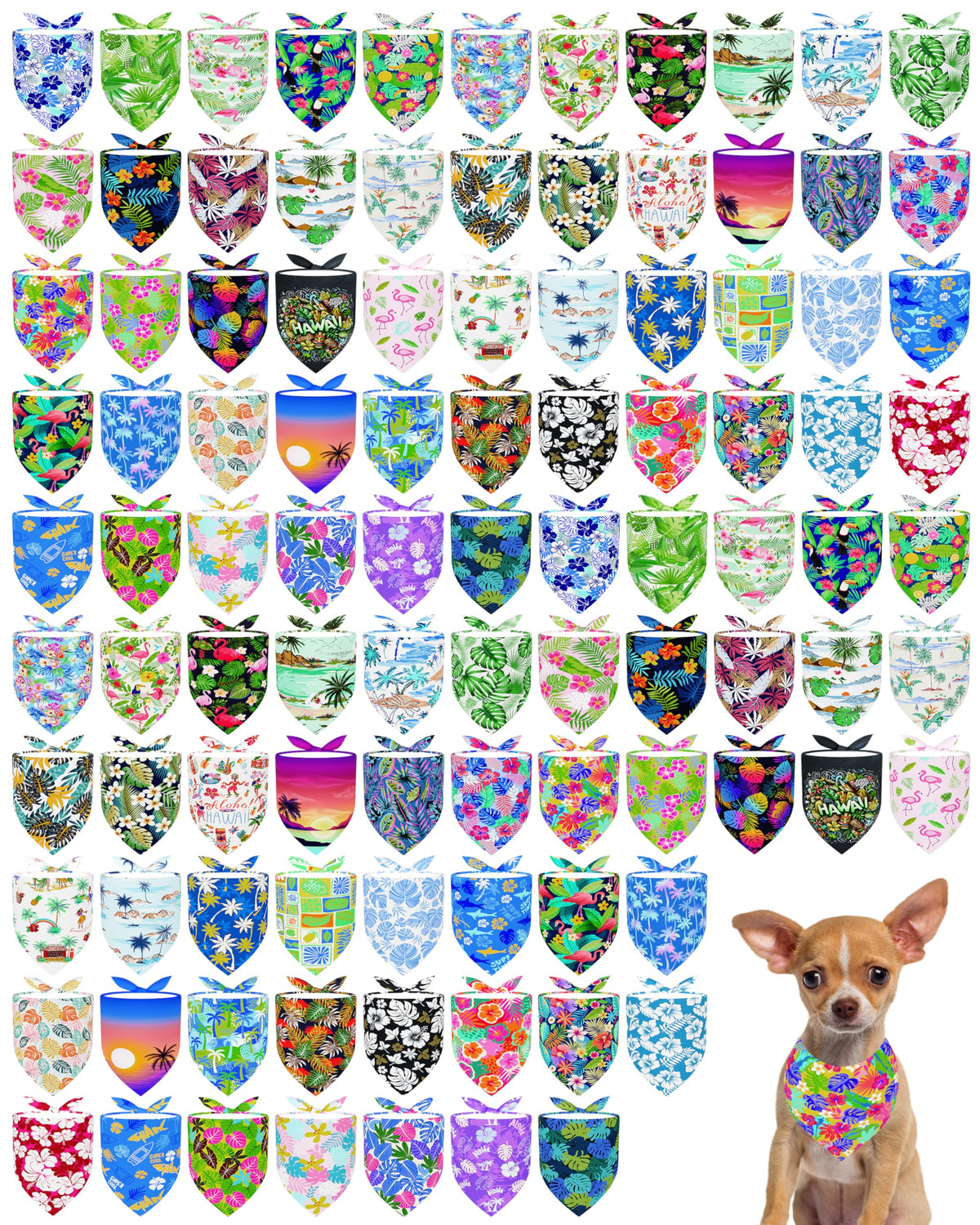 PET SHOW 100 Pack Christmas Dog Bandanas Bulk Seamless for Medium Dogs
