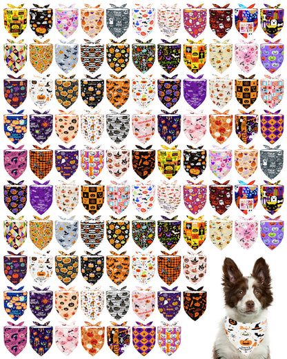 PET SHOW 100 Pack Christmas Dog Bandanas Bulk Seamless for Medium Dogs