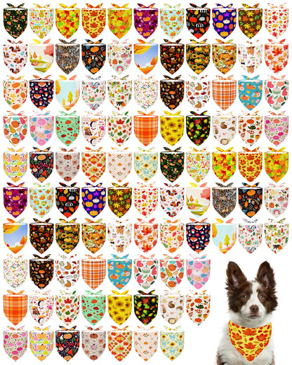 PET SHOW 100 Pack Christmas Dog Bandanas Bulk Seamless for Medium Dogs