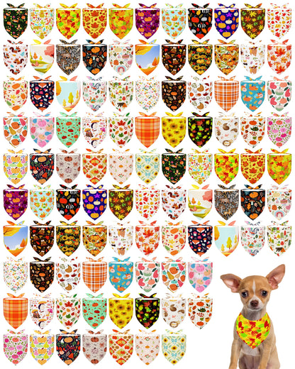 PET SHOW 100 Pack Christmas Dog Bandanas Bulk Seamless for Medium Dogs