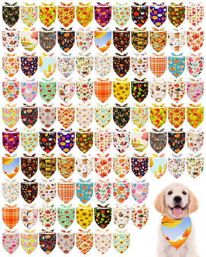 PET SHOW 100 Pack Christmas Dog Bandanas Bulk Seamless for Medium Dogs