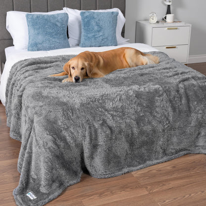 PetAmi Soft Plush Sherpa Dog Blanket for Pet Cat, Medium 29x40, Dusty Blue