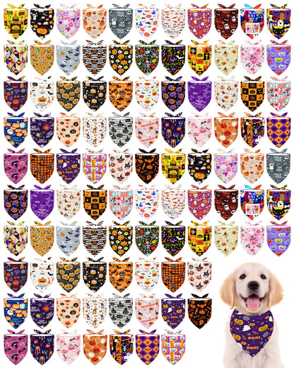 PET SHOW 100 Pack Christmas Dog Bandanas Bulk Seamless for Medium Dogs