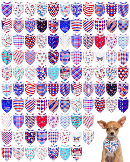 PET SHOW 100 Pack Christmas Dog Bandanas Bulk Seamless for Medium Dogs